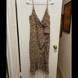 NWT Bardot cheetah print faux wrap midi dress